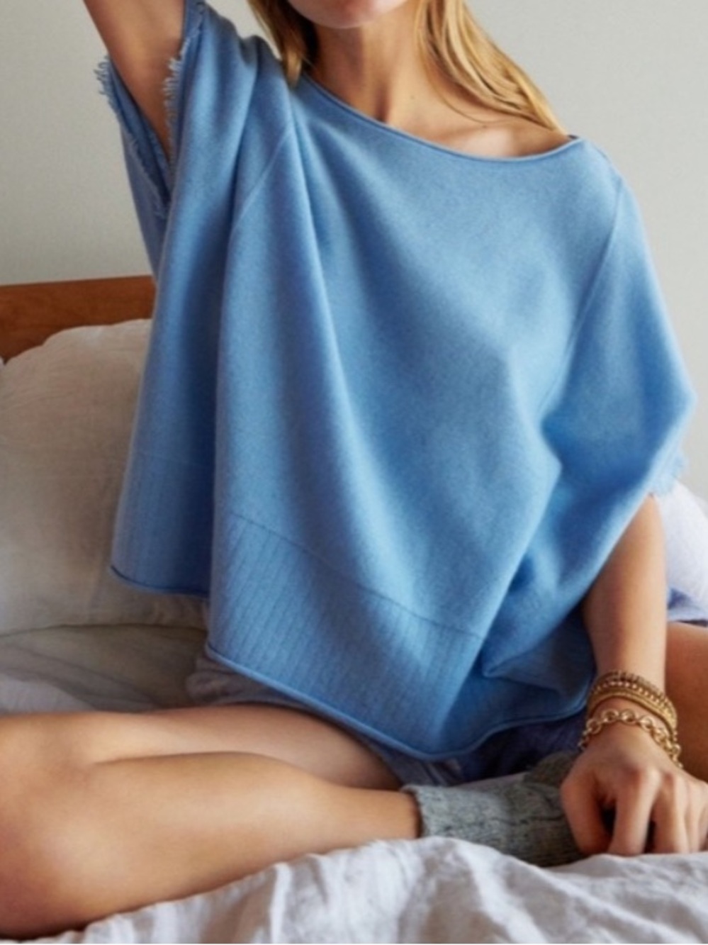 Anthropologie Lucia Cashmere Lux Sweater T Shirt Knit Top Boxy Saturday Sunday M
